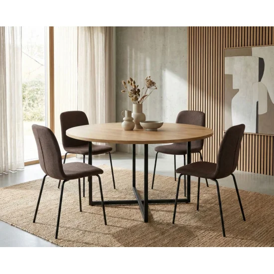 Стілець кухонний NAVY Чорний каркас/Глиняний сірий тканина 4