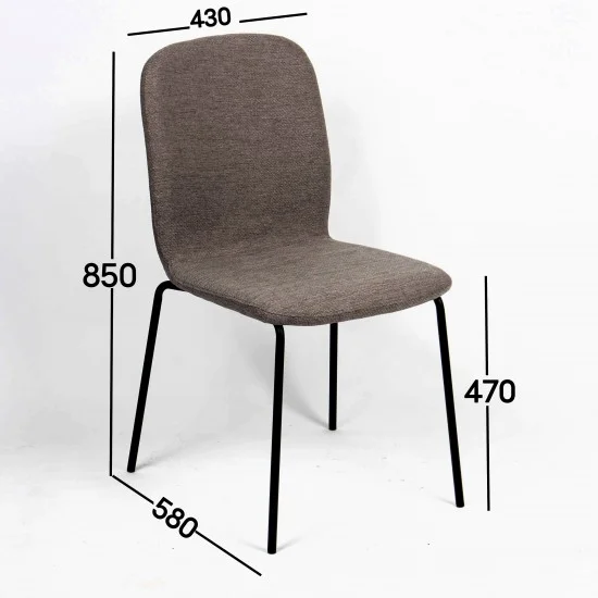 Стілець кухонний NAVY Чорний каркас/Глиняний сірий тканина 11