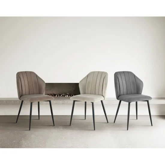 Стілець кухонний NEIL Чорний каркас/Темний беж тканина 7