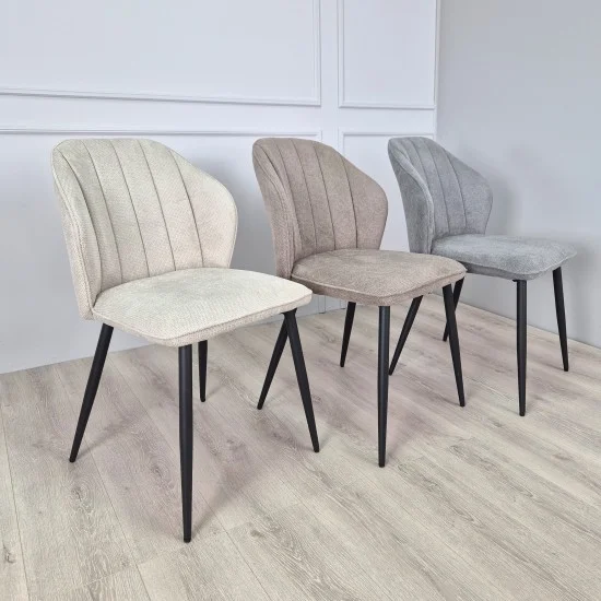 Стілець кухонний NEIL Чорний каркас/Темний беж тканина 10