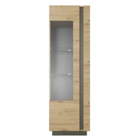 Витрина высокая Арко/Arco 1-дверная 1D1W/60 Дуб артизан/графит Ш60xВ194 см.