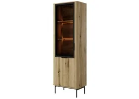 Витрина высокая с подсветкой Уилсон/Wilson 2-дверная 2D1W/63 Дуб эвок Ш63xВ193 см.