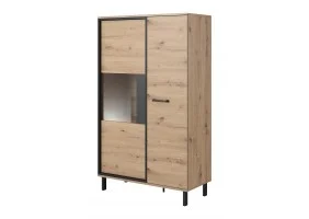 Вітрина низька Нест / Nest 2-дверна 2D1W/90 Дуб артизан/антрацит Ш90xВ151 см.