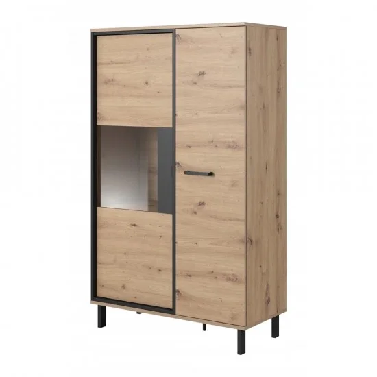 Вітрина низька Нест / Nest 2-дверна 2D1W/90 Дуб артизан/антрацит Ш90xВ151 см. 1