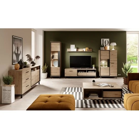 Вітрина низька Нест / Nest 2-дверна 2D1W/90 Дуб артизан/антрацит Ш90xВ151 см. 6