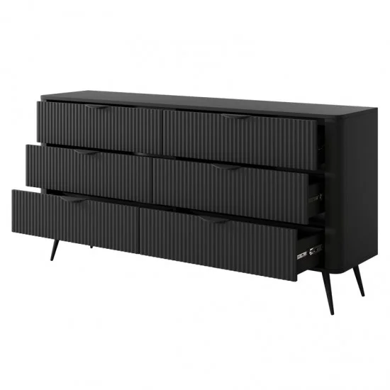 Комод Ланте / Lante з 6 шухлядами 6S/163 Чорний Ш163xВ81 см. 4