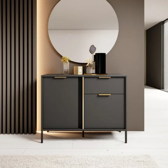 Комод Ларс/Lars 2-дверный с 1 ящиком 2DS/104 Антрацит Ш104xВ82 см. 5