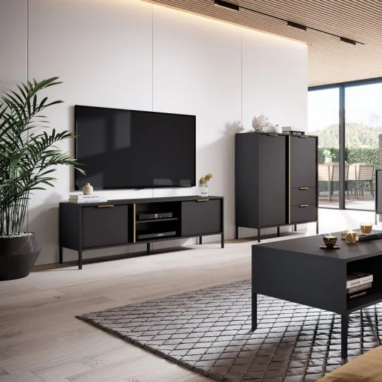 Комод Ларс/Lars 2-дверный с 1 ящиком 2DS/104 Антрацит Ш104xВ82 см. 7