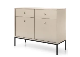 Комод Моно/Mono 2-дверный с 2 ящиками и черными ножками MKSZ104 Бежевый песочный Ш103xВ83 см.