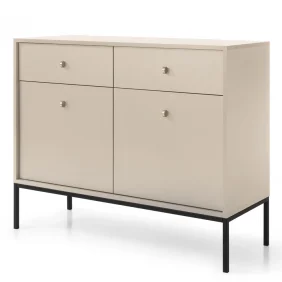 Комод Моно/Mono 2-дверный с 2 ящиками и черными ножками MKSZ104 Бежевый песочный Ш103xВ83 см.