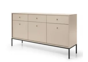 Комод Моно/Mono 3-дверный с 3 ящиками и черными ножками MKSZ154 Бежевый песочный Ш153xВ83 см.