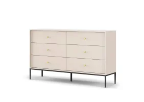 Комод Моно/Mono с 6 ящиками и черными ножками MKS154 Бежевый песочный Ш153xВ91 см.