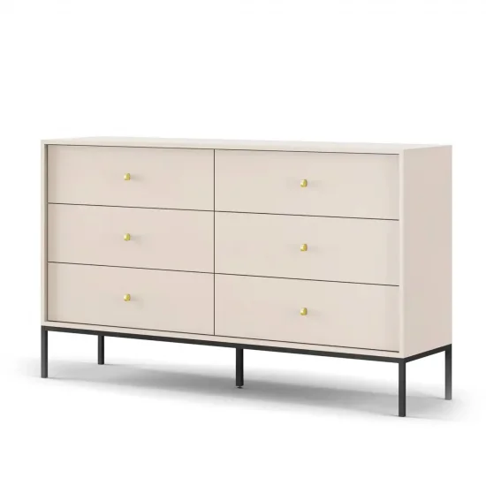 Комод Моно/Mono с 6 ящиками и черными ножками MKS154 Бежевый песочный Ш153xВ91 см. 1