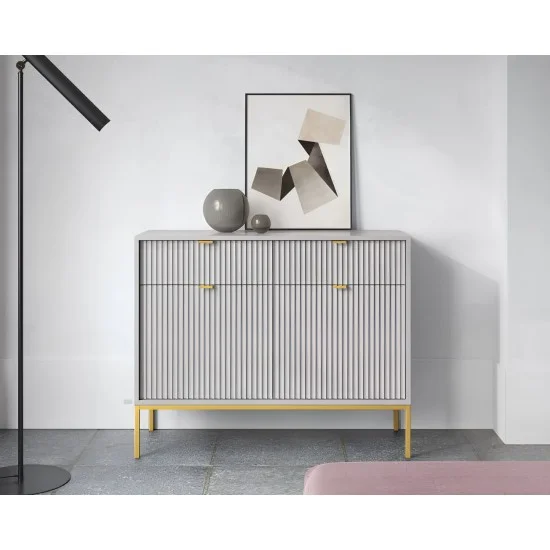 Комод Нова/Nova 2-дверный с 2 ящиками и золотыми ножками KSZ104 Серый Ш104xВ83 см. 1