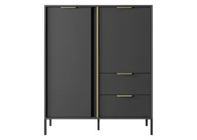 Комод высокий Ларс/Lars 2-дверный с 2 ящиками 2D2S/104 Антрацит Ш104xВ124 см.