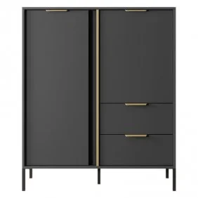Комод высокий Ларс/Lars 2-дверный с 2 ящиками 2D2S/104 Антрацит Ш104xВ124 см.