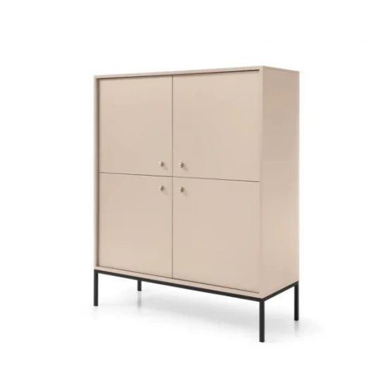 Комод высокий Моно/Mono 4-дверный с черными ножками MK104 Бежевый песочный Ш103xВ125 см. 1