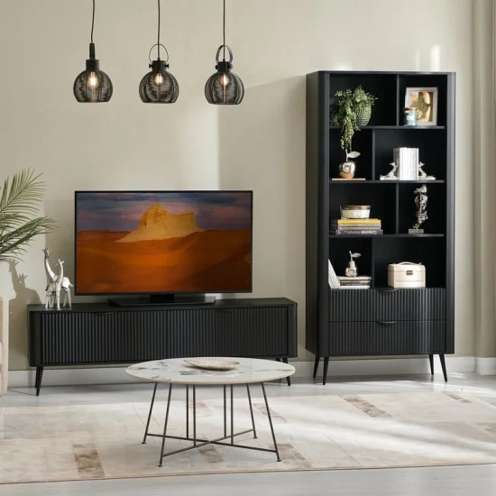 Стелаж Ланте / Lante 2S з 2 шухлядами Чорний Ш88xВ193 см. 14