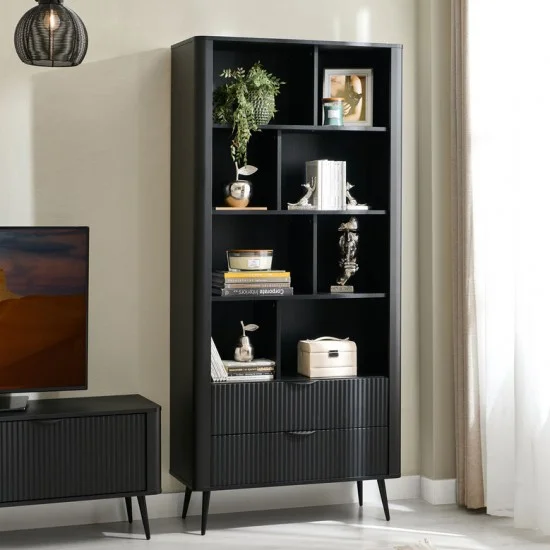Стелаж Ланте / Lante 2S з 2 шухлядами Чорний Ш88xВ193 см. 5