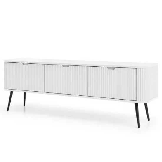 Тумба под телевизор Зова/Zova 3-дверная с черными ножками RTV168 Белый Ш168xВ56 см. 1