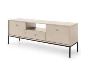 Тумба під телевізор Моно / Mono 2-дверна з 1 шухлядою та чорними ніжками MRTV154 Беж пісочний Ш153xВ56 см.