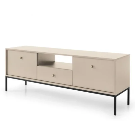 Тумба під телевізор Моно / Mono 2-дверна з 1 шухлядою та чорними ніжками MRTV154 Беж пісочний Ш153xВ56 см. 1