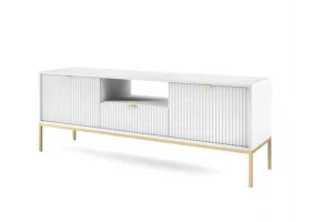 Тумба під телевізор Нова / Nova 1-дверна з 2 ящиками і золотими ніжками RTV154 Білий Ш154xВ56 см.