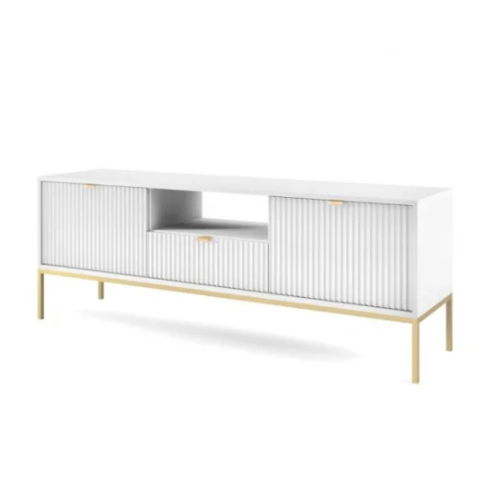 Тумба під телевізор Нова / Nova 1-дверна з 2 ящиками і золотими ніжками RTV154 Білий Ш154xВ56 см. 1