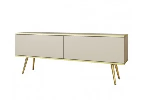Тумба під телевізор Оро / Oro 2-дверна з золотими ніжками RTV135 Бежевий Ш135xВ53 см.