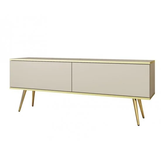 Тумба під телевізор Оро / Oro 2-дверна з золотими ніжками RTV135 Бежевий Ш135xВ53 см. 1