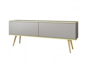 Тумба под телевизор Оро/Oro 2-дверная с золотыми ножками RTV135 Серый Ш135xВ53 см.