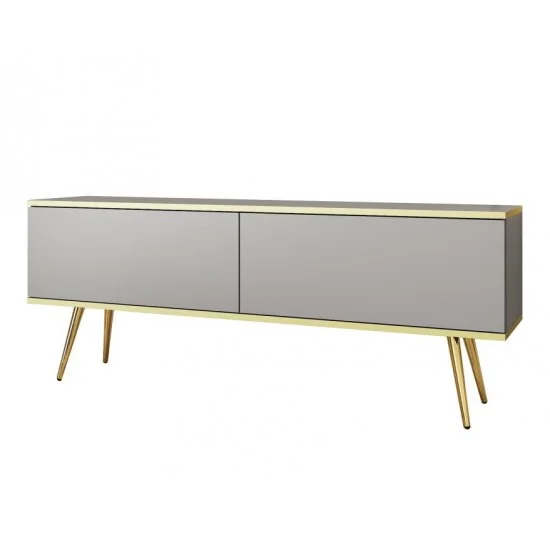 Тумба под телевизор Оро/Oro 2-дверная с золотыми ножками RTV135 Серый Ш135xВ53 см. 1