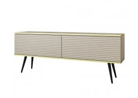 Тумба под телевизор Оро/Oro 2-дверная с черными ножками RTV135 MDF Бежевый Ш135xВ53 см.