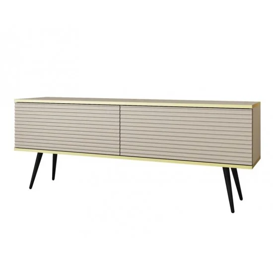 Тумба под телевизор Оро/Oro 2-дверная с черными ножками RTV135 MDF Бежевый Ш135xВ53 см. 1