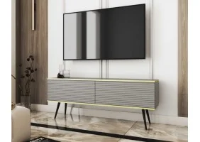 Тумба под телевизор Оро/Oro 2-дверная с черными ножками RTV135 MDF Серый Ш135xВ53 см.