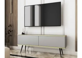 Тумба под телевизор Оро/Oro 2-дверная с черными ножками RTV135 Серый Ш135xВ53 см.