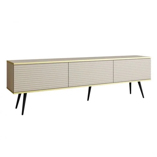 Тумба під телевізор Оро / Oro 3-дверна з чорними ніжками RTV175 MDF Бежевий Ш175xВ53 см. 1