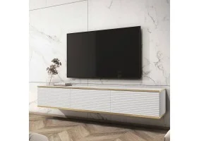 Тумба под телевизор навесная Оро/Oro 3-дверная RTV175 MDF Белый Ш175xВ30 см.