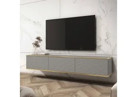 Тумба под телевизор навесная Оро/Oro 3-дверная RTV175 MDF Серый Ш175xВ30 см.