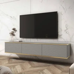 Тумба под телевизор навесная Оро/Oro 3-дверная RTV175 MDF Серый Ш175xВ30 см.