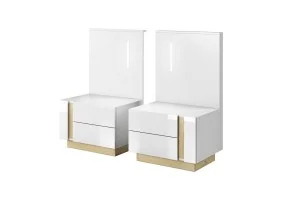 Тумбы прикроватные с подсветкой Арко/Arco с 4 ящиками 2S/60 Белый глянец/дуб грандсон Ш60xВ102 см.