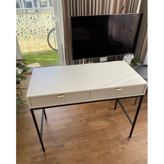 Стол туалетный Нова/Nova с 2 ящиками и черными ножками T104 Белый 50x104x77 см. 7