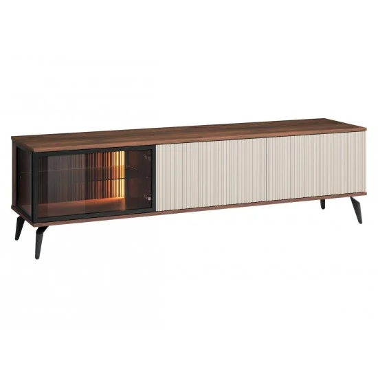 Тумба под ТВ с подсветкой Вичи / Vici RTV180 3-дверная 39х50х180 см. Орех/кашемир  1