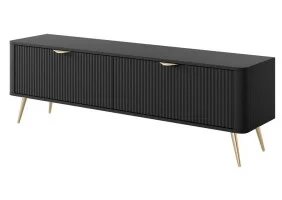 Тумба под телевизор Ланте/Lante 2-дверная с золотыми ножками 2D/163 Черный 163х38х51 см.