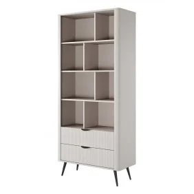 Стеллаж Ланте/Lante 2S с 2 ящиками и черными ножками Беж 88х38х193 см.