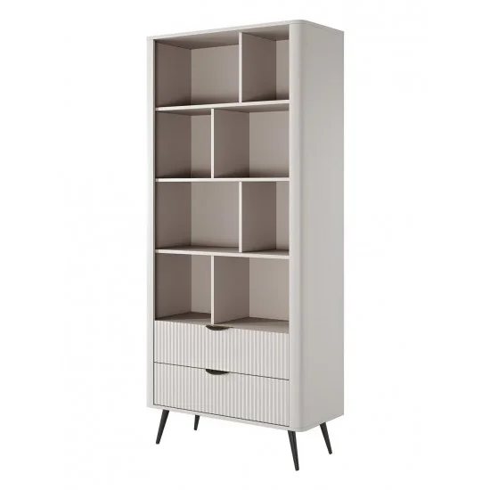 Стеллаж Ланте/Lante 2S с 2 ящиками и черными ножками Беж 88х38х193 см. 1
