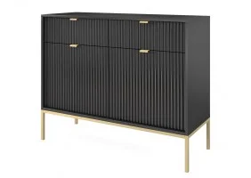 Комод Нова/Nova 2-дверный с 2 ящиками и золотыми ножками KSZ104 Черный 104х39х83 см.
