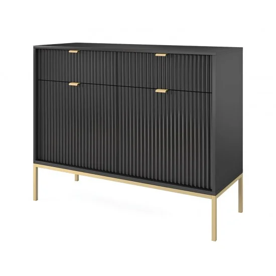 Комод Нова/Nova 2-дверный с 2 ящиками и золотыми ножками KSZ104 Черный 104х39х83 см. 1