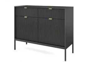 Комод Нова/Nova 2-дверный с 2 ящиками и черными ножками KSZ104 Черный 104х39х83 см.