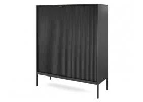 Комод високий Нова / Nova 2-дверний з чорними ніжками K104 Чорний 104х39х125 см.